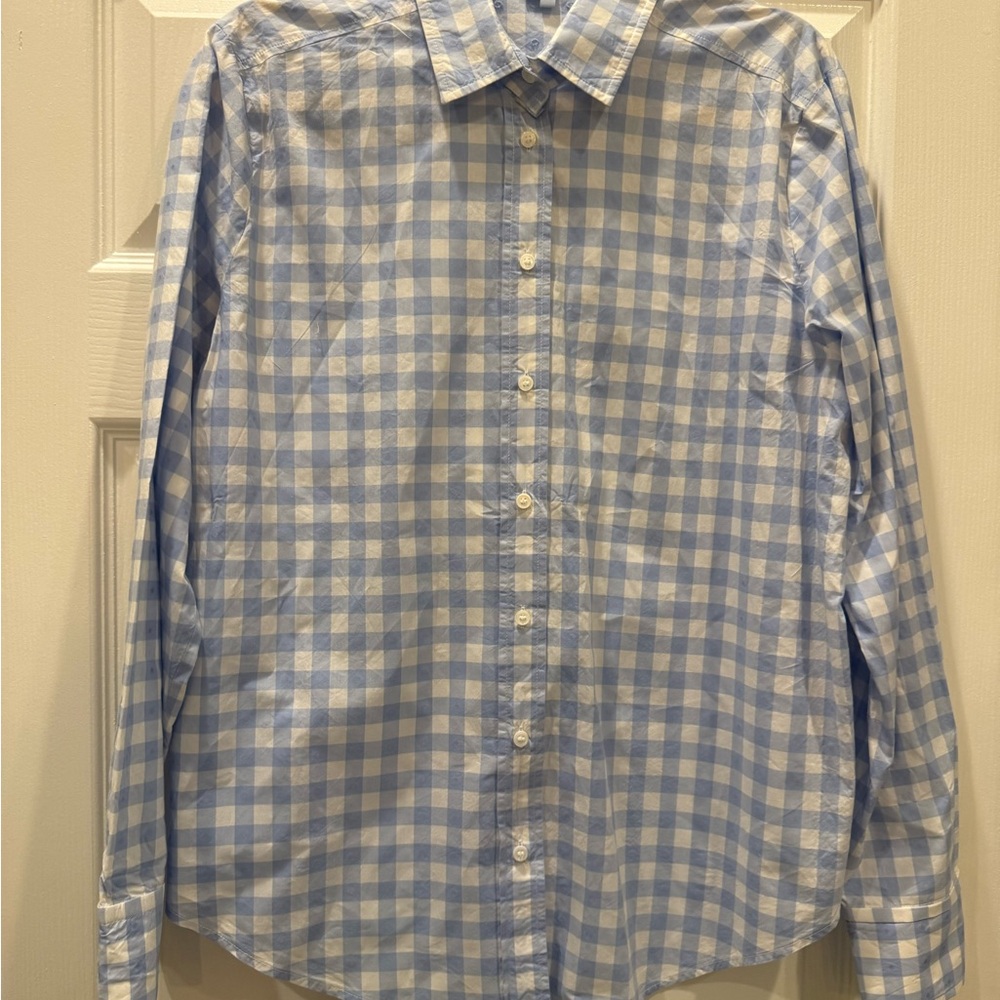 Hill House 100% Cotton Light Blue and White Plaid Women’s Shirt
